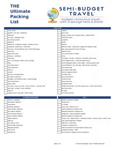 Sample Page - Ultimate Packing List - SBT Light