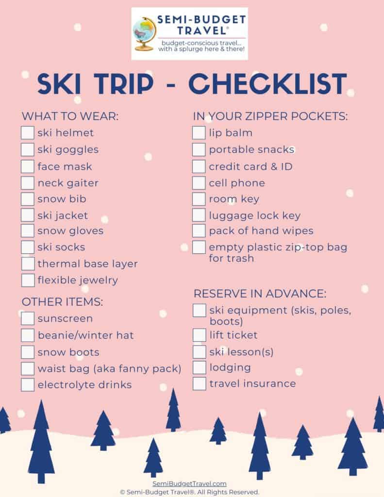 Sample Page - Ski Trip Checklist