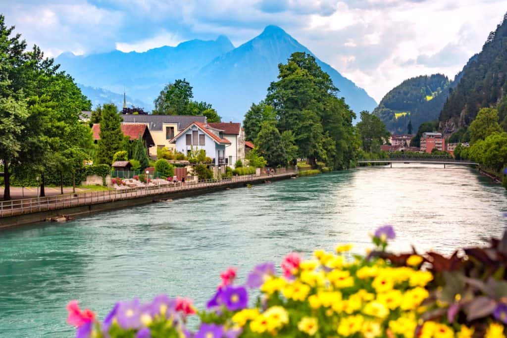 Aare River in Interlaken Switzerland