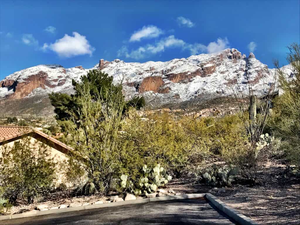 Snow on Mountains in Tucson Arizona